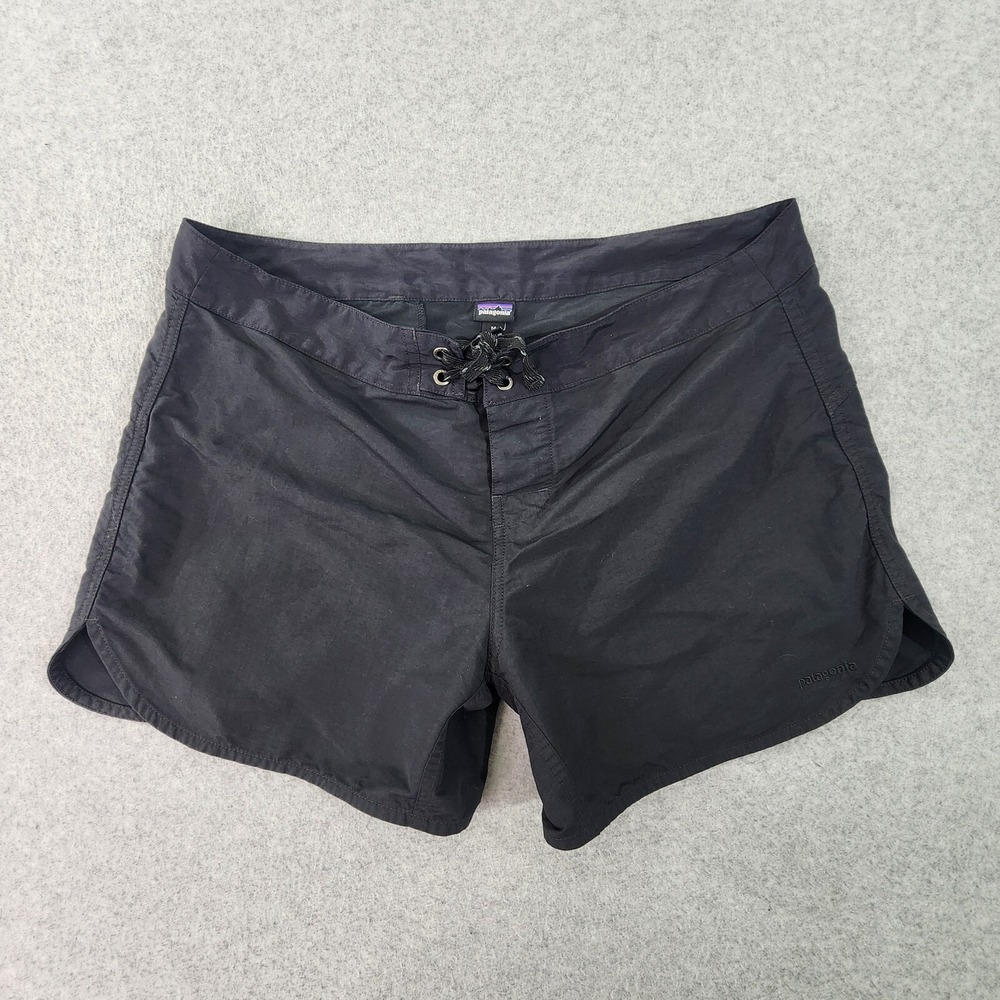 Patagonia Shorts Womens 14 Black Drawstring Back Pocket Zip Hike Climb Outdoors